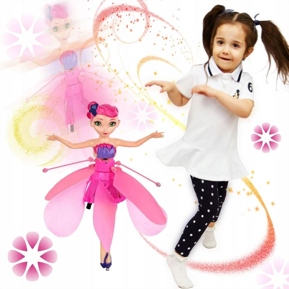 Muñeca Mágica Hada Voladora Sensor Recargable Con Luces Rosa img #5