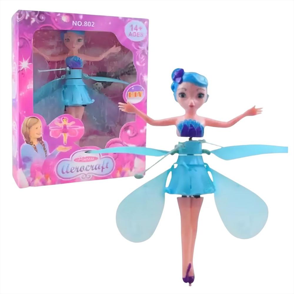 Muñeca Mágica Hada Voladora Sensor Recargable Con Luces Azul img #1