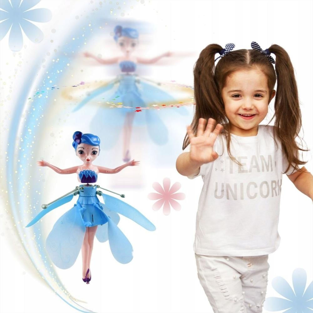 Muñeca Mágica Hada Voladora Sensor Recargable Con Luces Azul img #5
