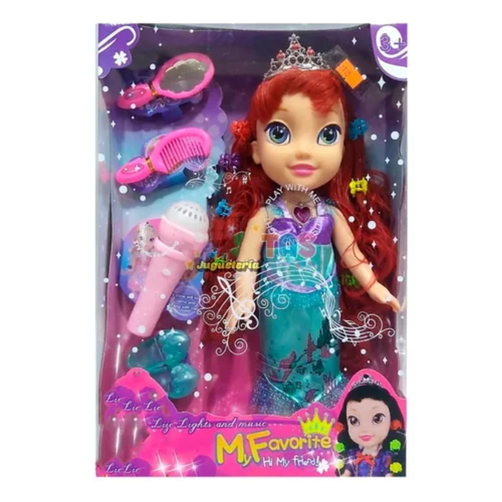 Muñeca Princesa Ariel Sirena Luces Niña Sonido + Baterias img #1