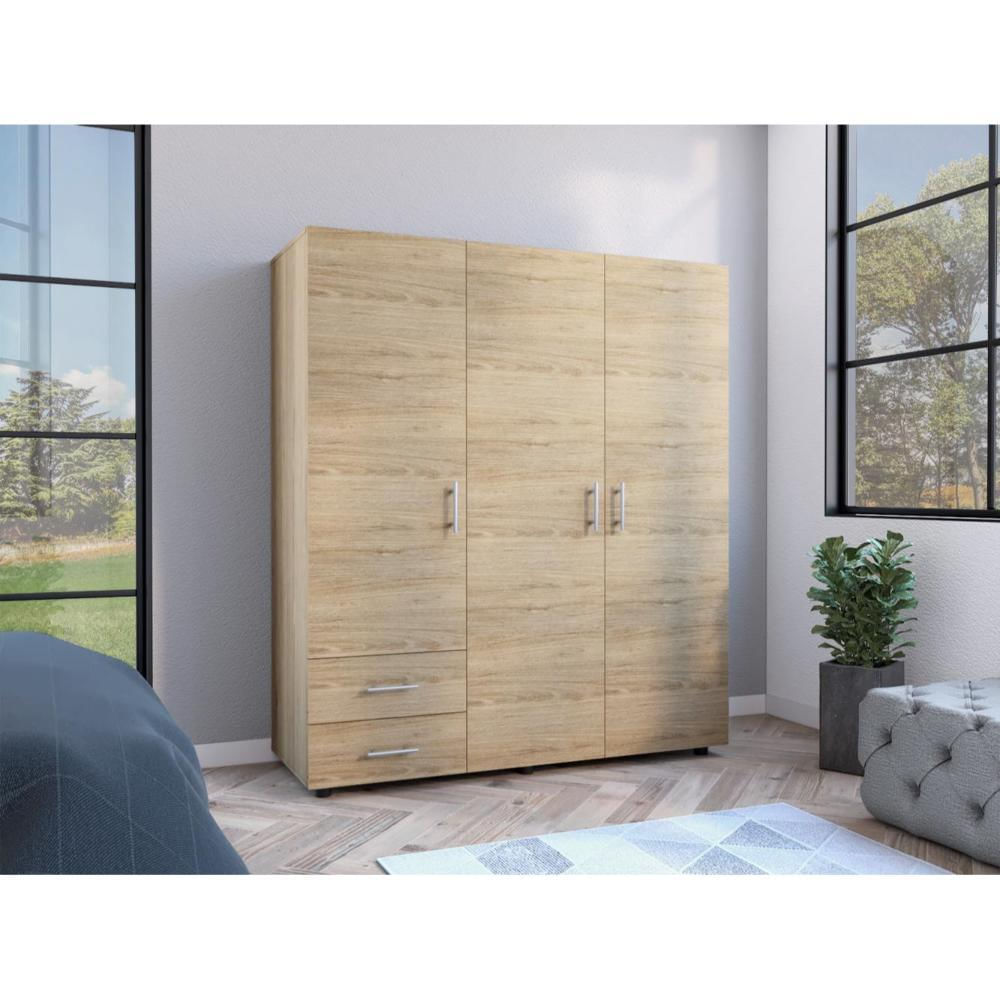 Closet Light, Beige, Con Dos Cajones Y Tres Puertas Batientes img #2