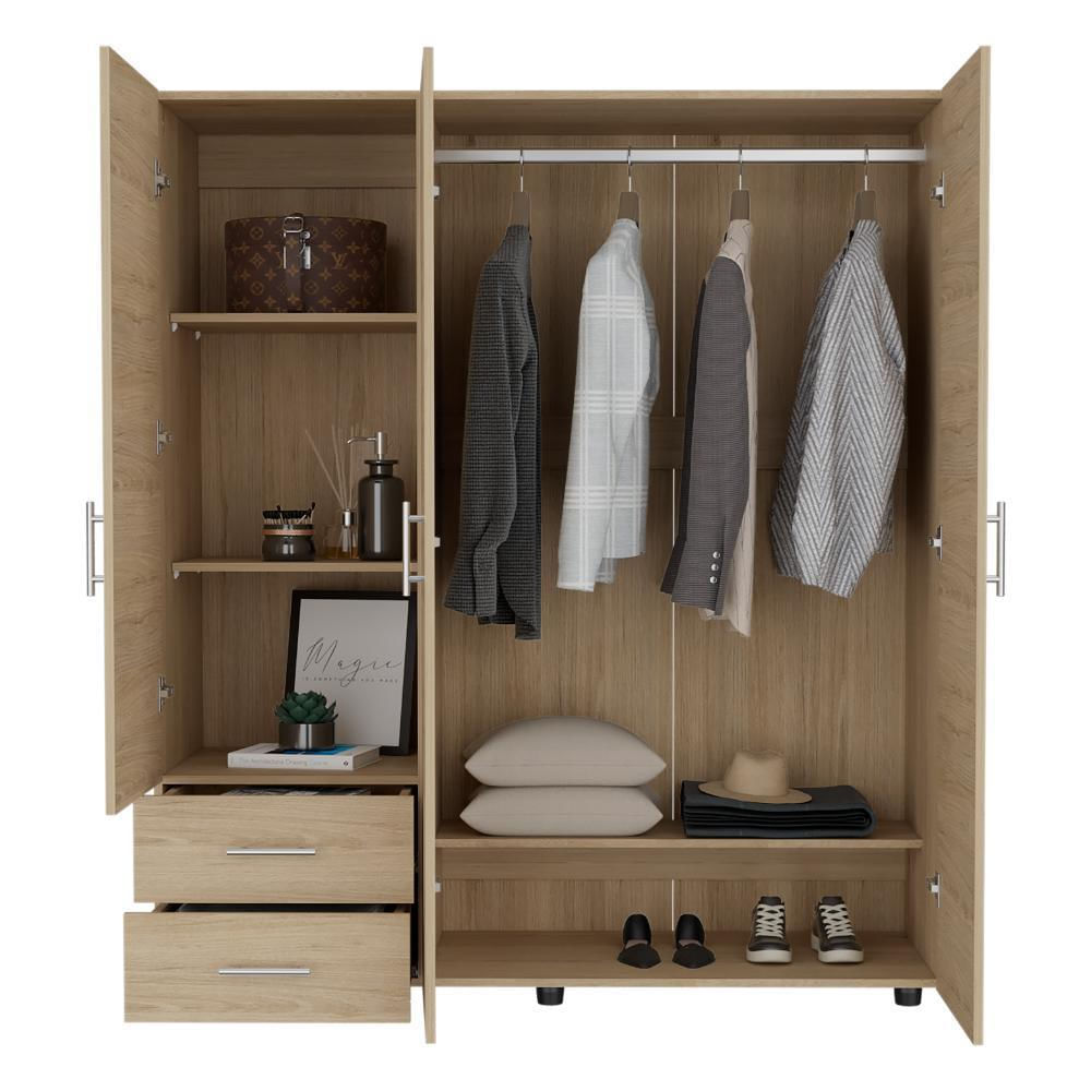 Closet Light, Beige, Con Dos Cajones Y Tres Puertas Batientes img #3