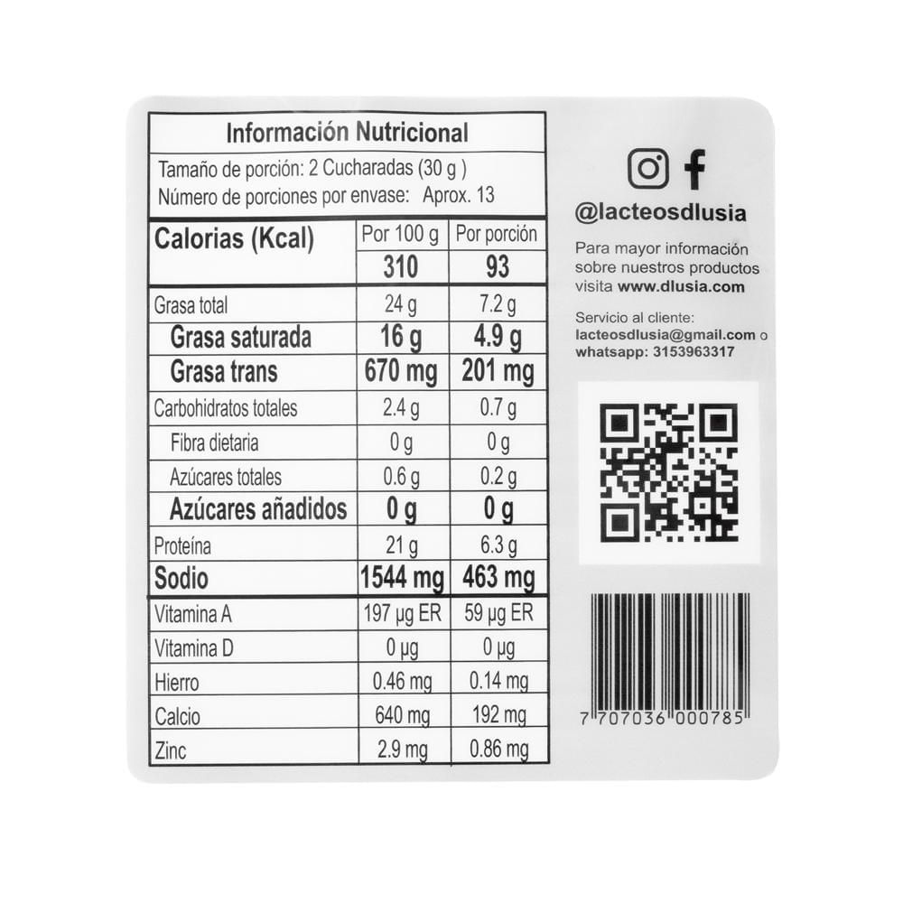 Queso fresco  DLUSIA costeño molido (400  gr) img #2