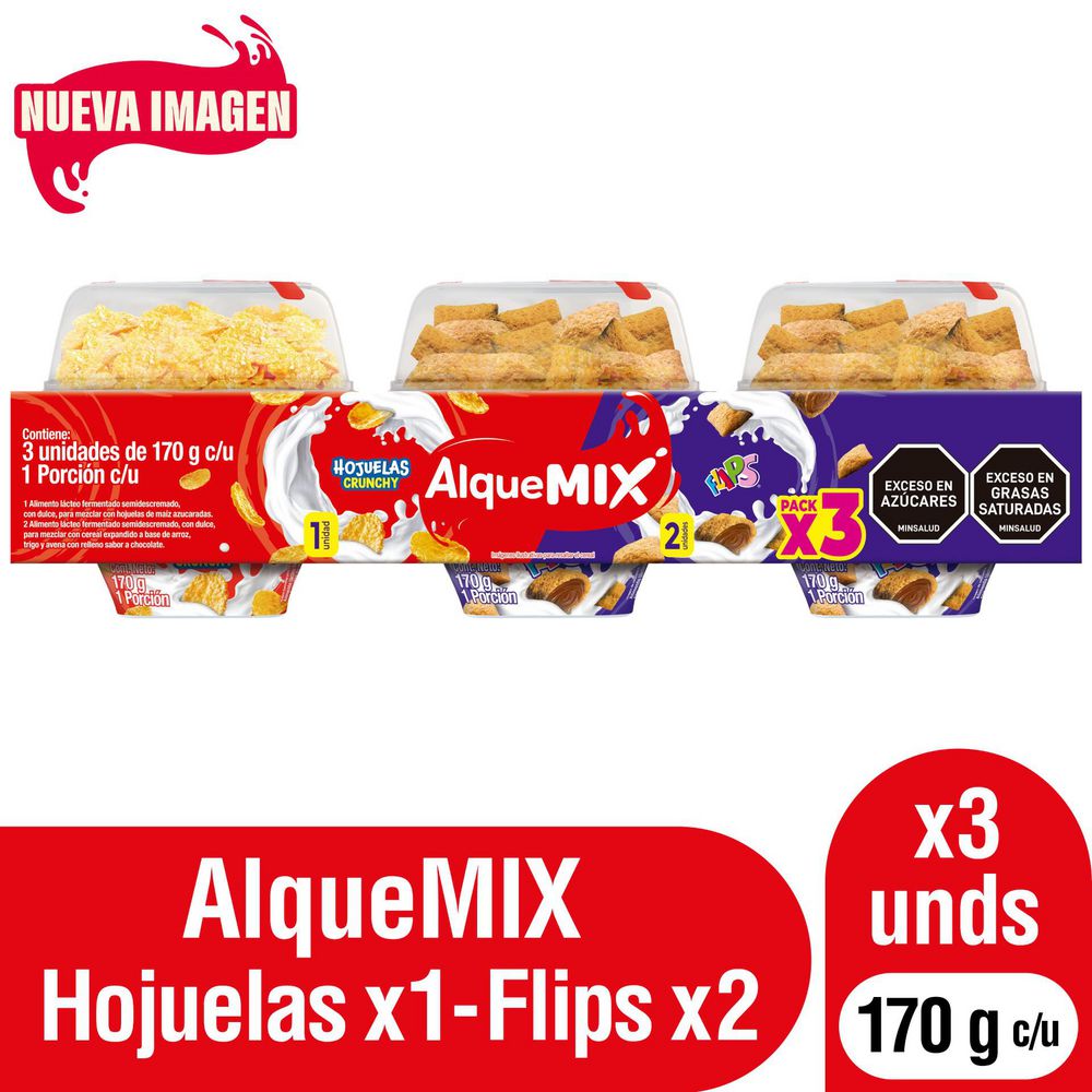 Alimento lácteo AlqueMix con flips surtido x3 und (510  gr) img #1