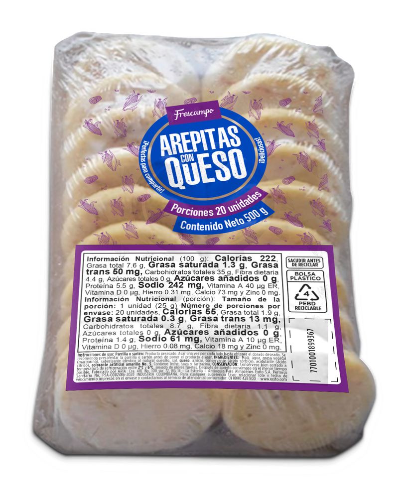 Arepas de queso FRESCAMPO pequeñas con queso x20und (500  gr) img #1