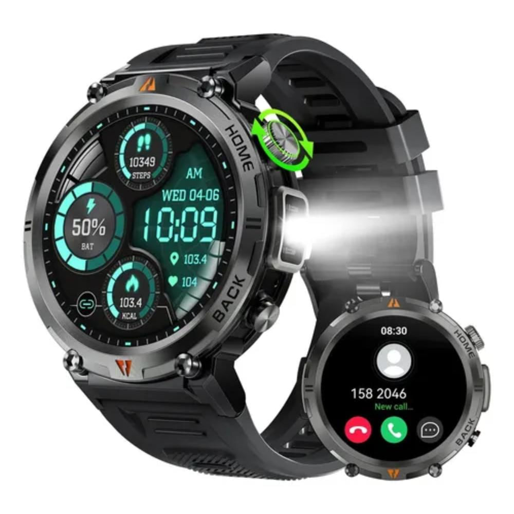 Reloj Inteligente Ip67 Impermeable Con Linterna Compatible Con Sistemas Android/Ios Color Negro img #1