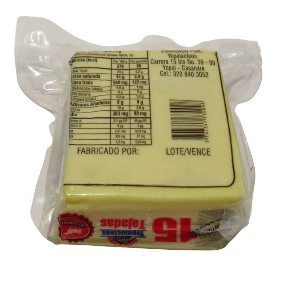 Queso YOPALACTEOS doble crema 15 tajadas   (300  gr) img #3