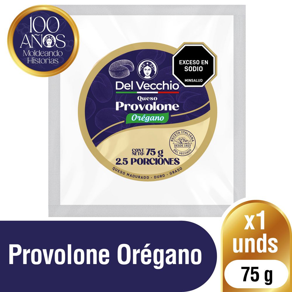Queso DEL VECCHIO provolone orégano rodaja (75  gr) img #1