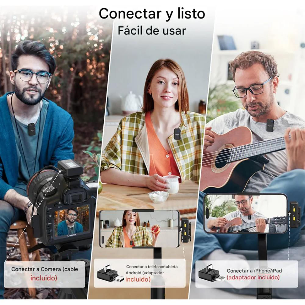 Microfono Solapa Inalámbrico 3 En 1 Para Iphone Android Sx12 img #3