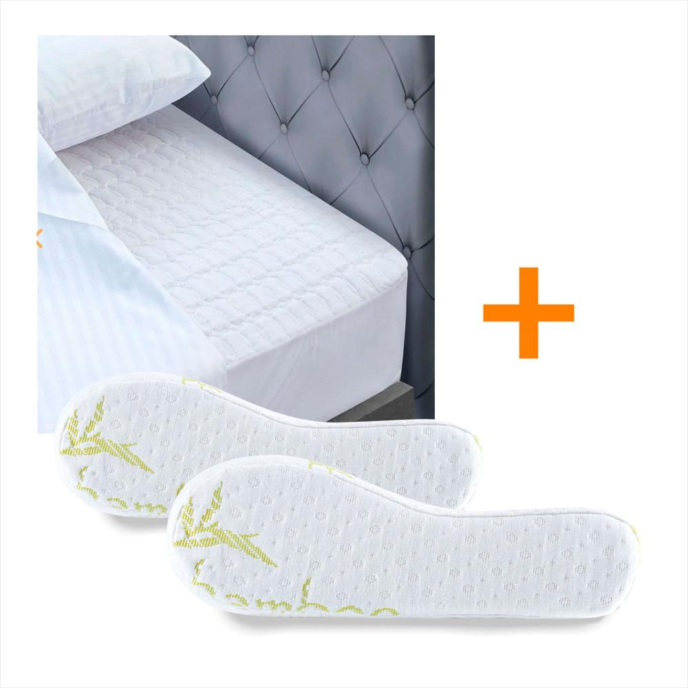 Combo: Protector Colchón Algodón Sencillo +2 Almohadas Bamboo img #1