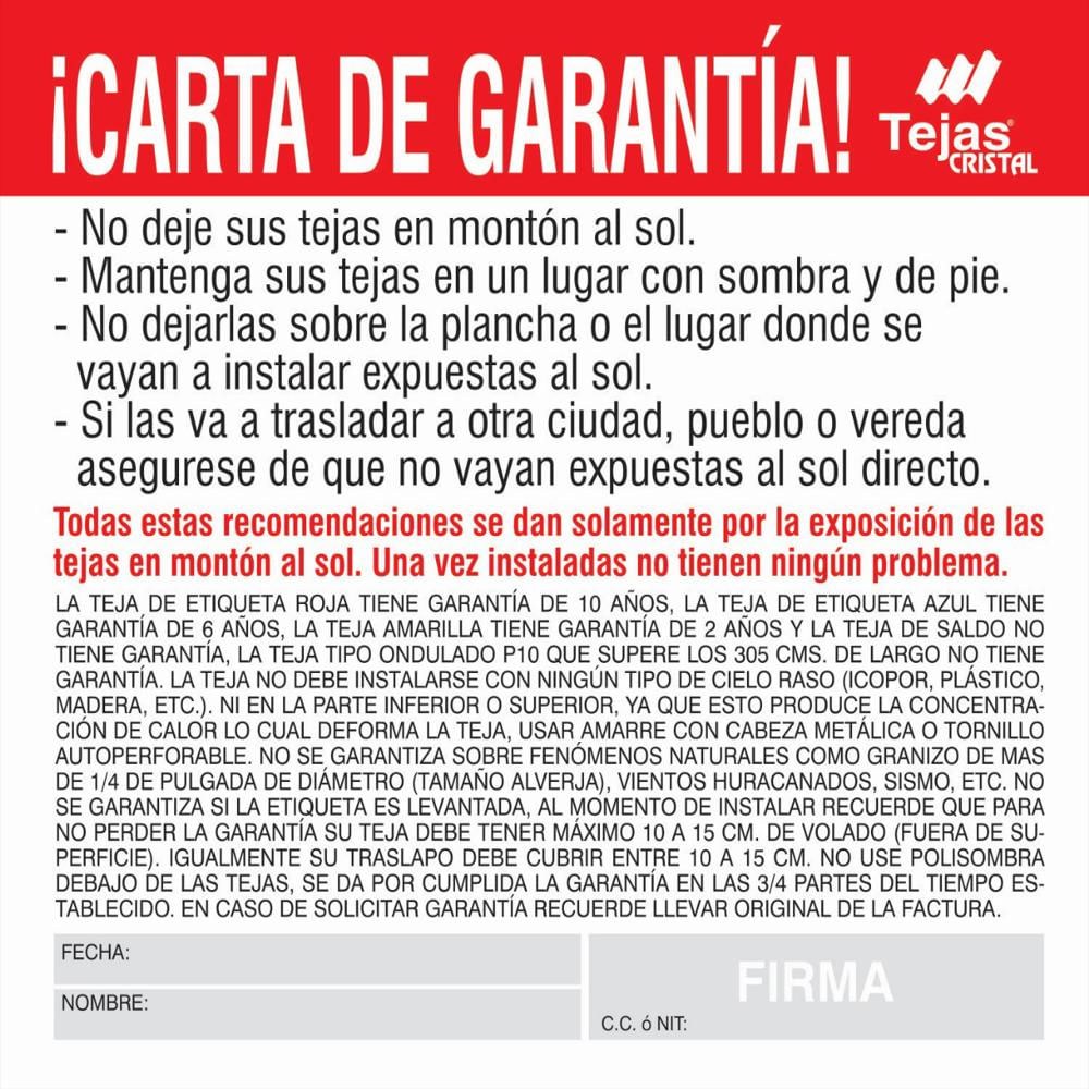 Teja Tipo P7 Eternit Plastica Cristal Etiq R. #4 De 122*90Cm img #3