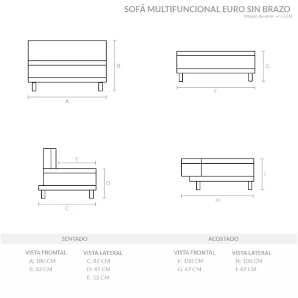 Sofa Cama Multifuncional Euro | Cuero Sintetico Beige img #5