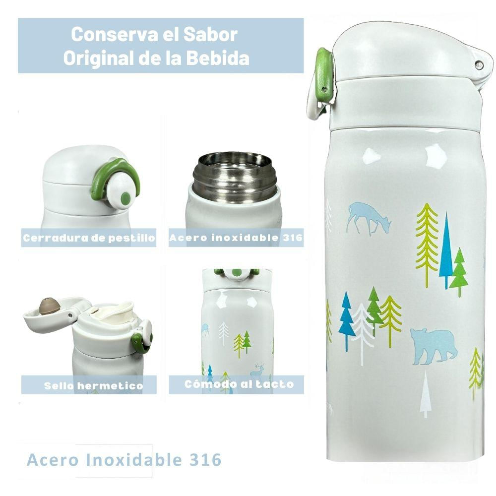 Termo Térmico Acero Antiderrame Infantil Para Bebes 350 Ml Verde img #2
