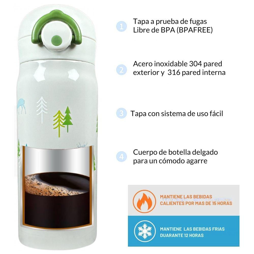 Termo Térmico Acero Antiderrame Infantil Para Bebes 350 Ml Verde img #3