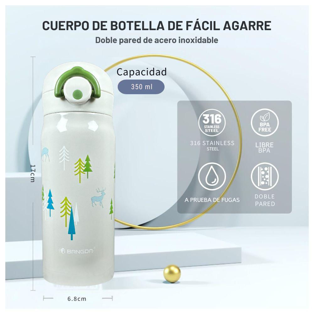 Termo Térmico Acero Antiderrame Infantil Para Bebes 350 Ml Verde img #4