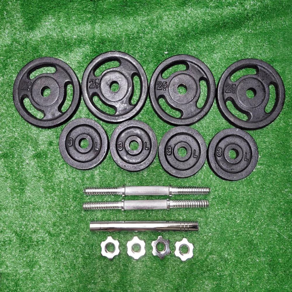 Kit Pesas Mancuernas 20 Kg Hierro Ab Roller + Rusa Ajustable img #2