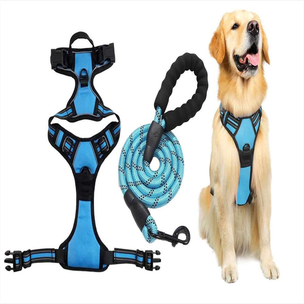 Arnés Pechera Ajustable Con Correa Para Perro Y Gato Talla L Azul img #1