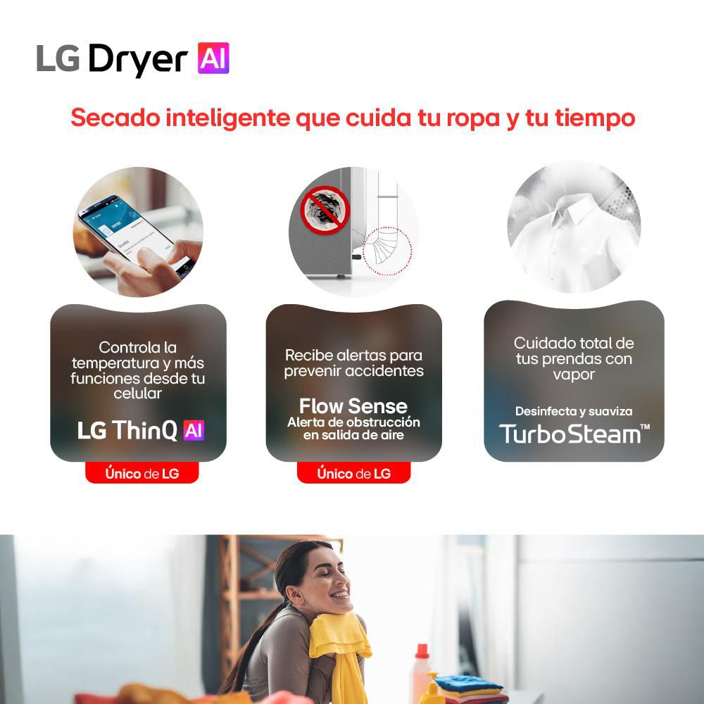 Secadora  LG Gas 22 KG  DF22BV2SR Negra img #2