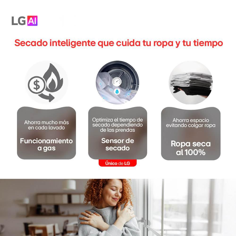 Secadora  LG Gas 22 KG  DF22BV2SR Negra img #3