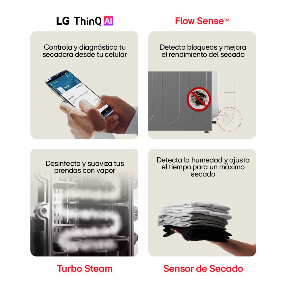 Secadora  LG Gas 22 KG  DF22BV2SR Negra img #6