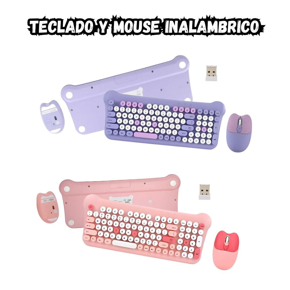Combo Teclado Diseño Gato + Mouse Inalámbrico As 212 img #5