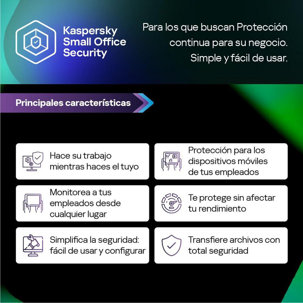 Antivirus Small Office 3 años 15 Dispositivos KASPERSKY Security KL4541DDMTS img #2