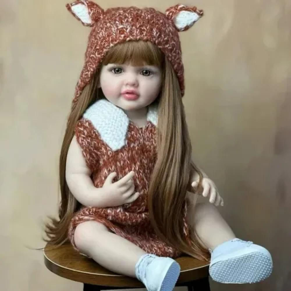 Muñeca Reborn Silicona Cabello Castaño María Jose img #2