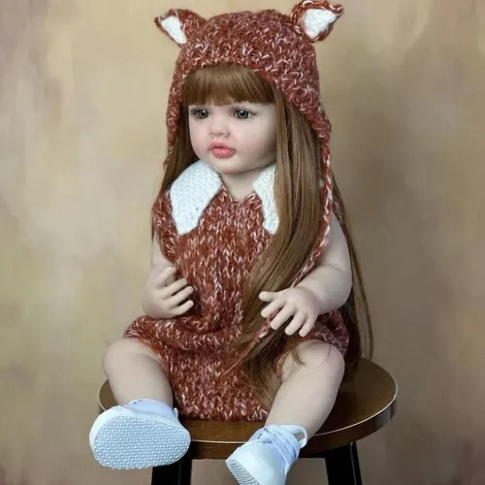 Muñeca Reborn Silicona Cabello Castaño María Jose img #3