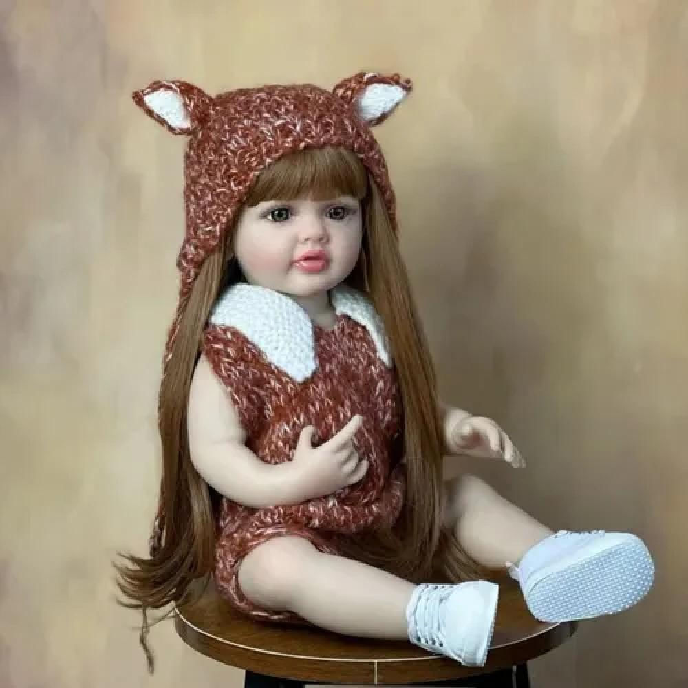 Muñeca Reborn Silicona Cabello Castaño María Jose img #4