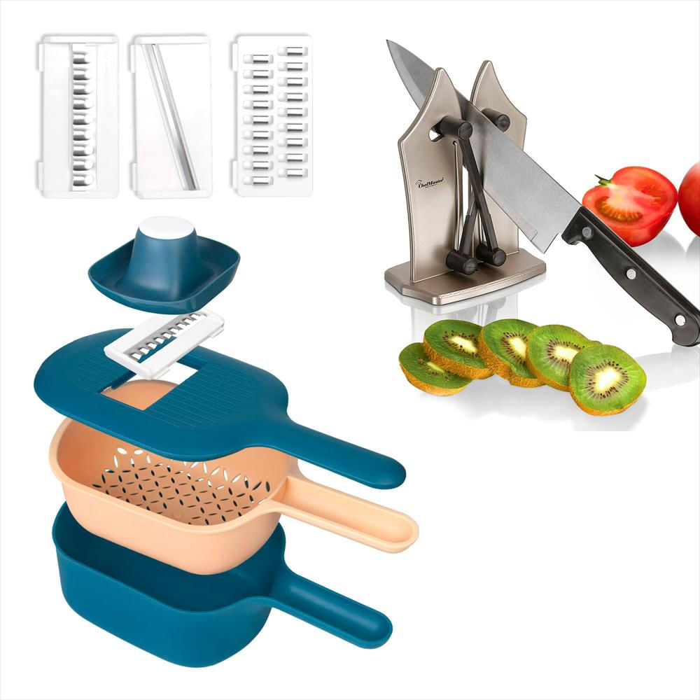 Combo: Rallador 6En1 Con Recipiente + Afilador Profesional Chef Master img #2