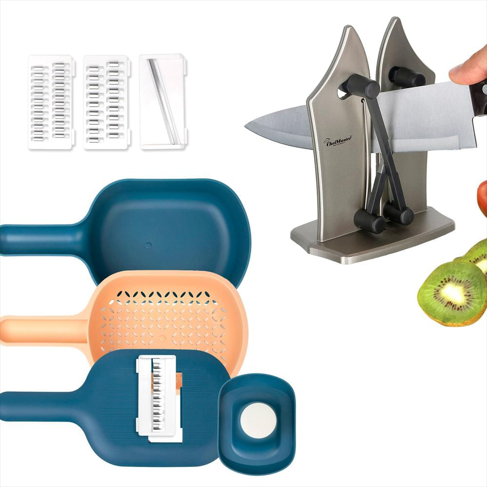 Combo: Rallador 6En1 Con Recipiente + Afilador Profesional Chef Master img #3