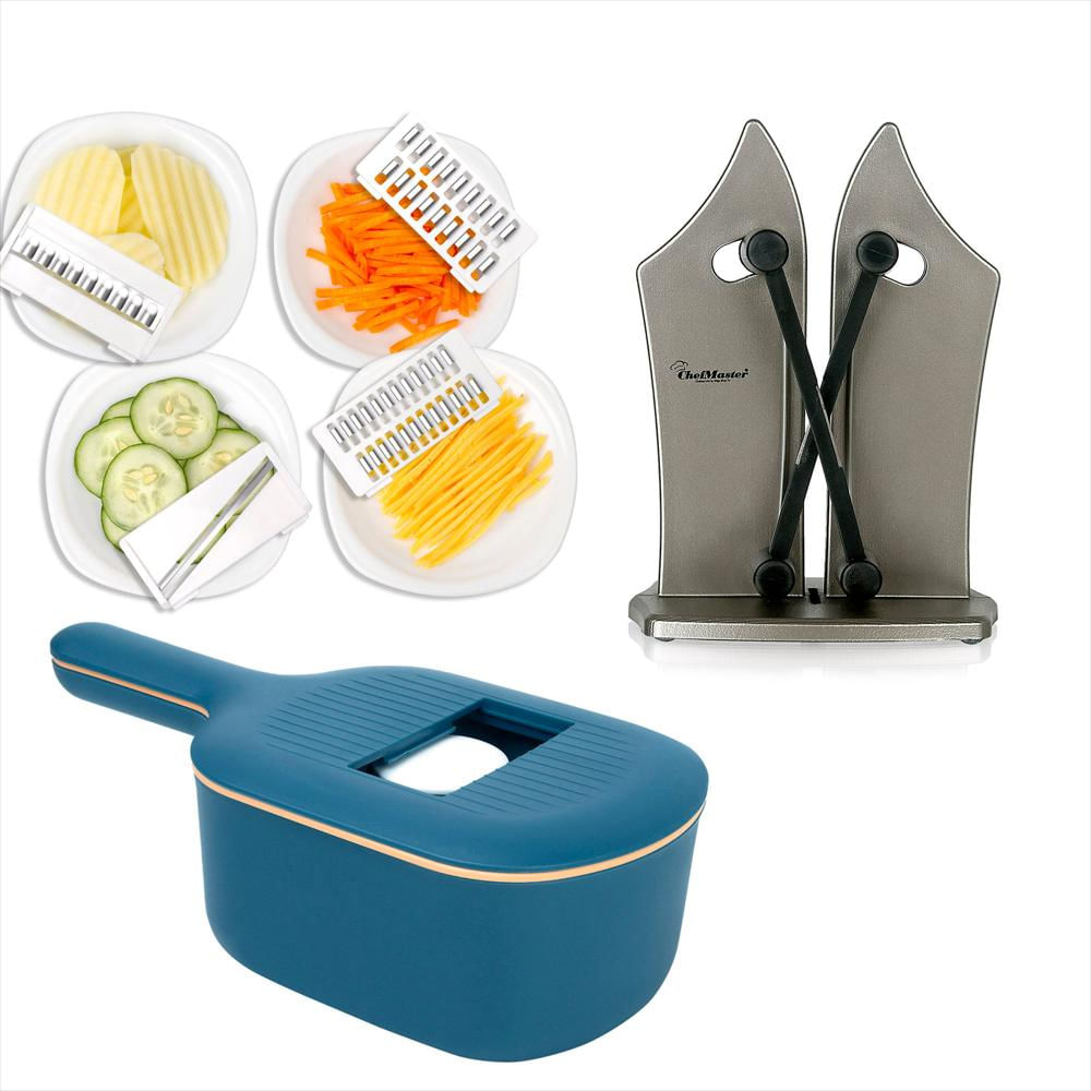 Combo: Rallador 6En1 Con Recipiente + Afilador Profesional Chef Master img #4