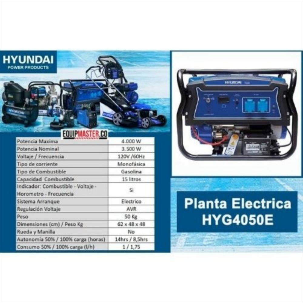 Planta Eléctrica Hydg4050 Hyundai 4.000Watts, 3000Watts Continuo img #4