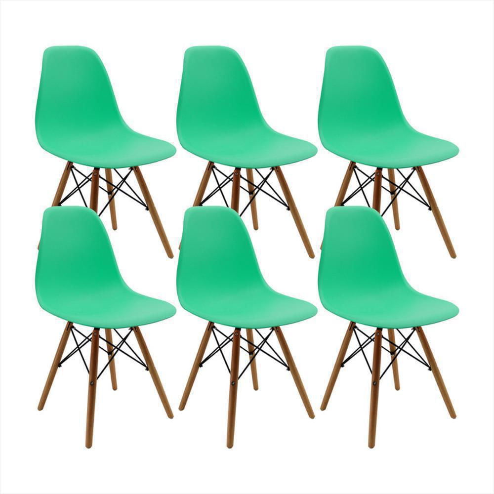 Kit Por 6 Sillas Eames Grande Ia Patas En Madera Para Comedor Verde Menta img #1
