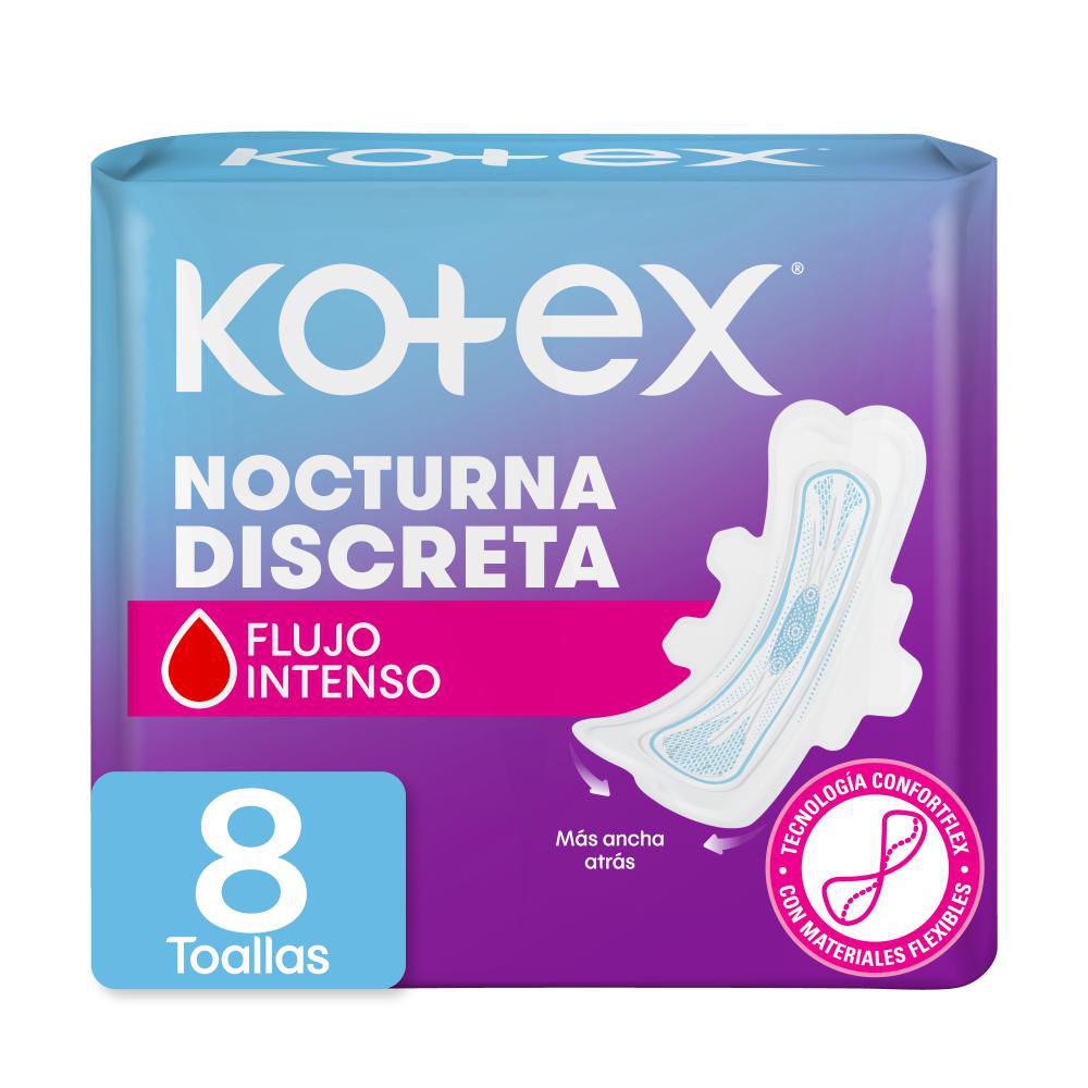 Toallas higiénicas KOTEX nocturna discreta x8und (1  und) img #1
