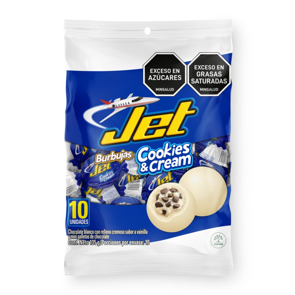 Chocolates JET burbujas cookies and cream (135  gr) img #2