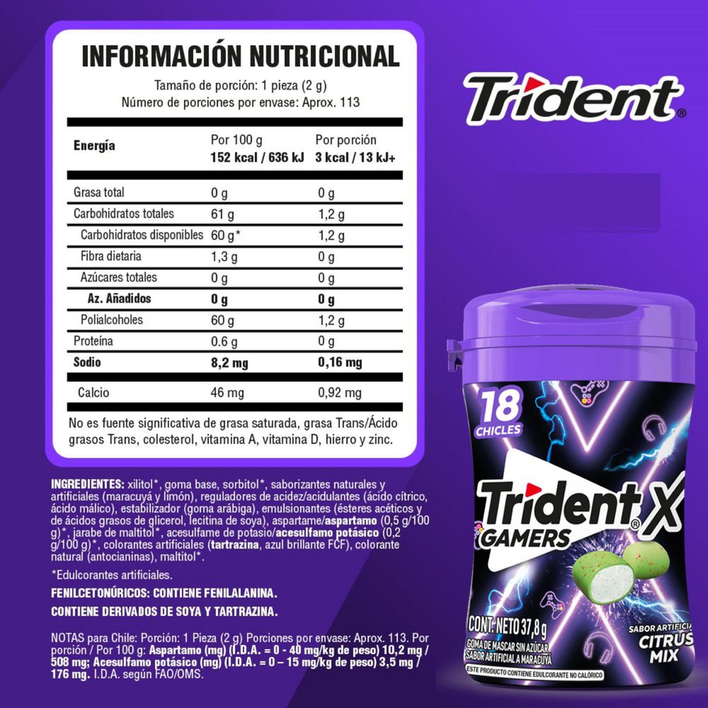 Chicles TRIDENT botella sabor a maracuyá (37.8  gr) img #5