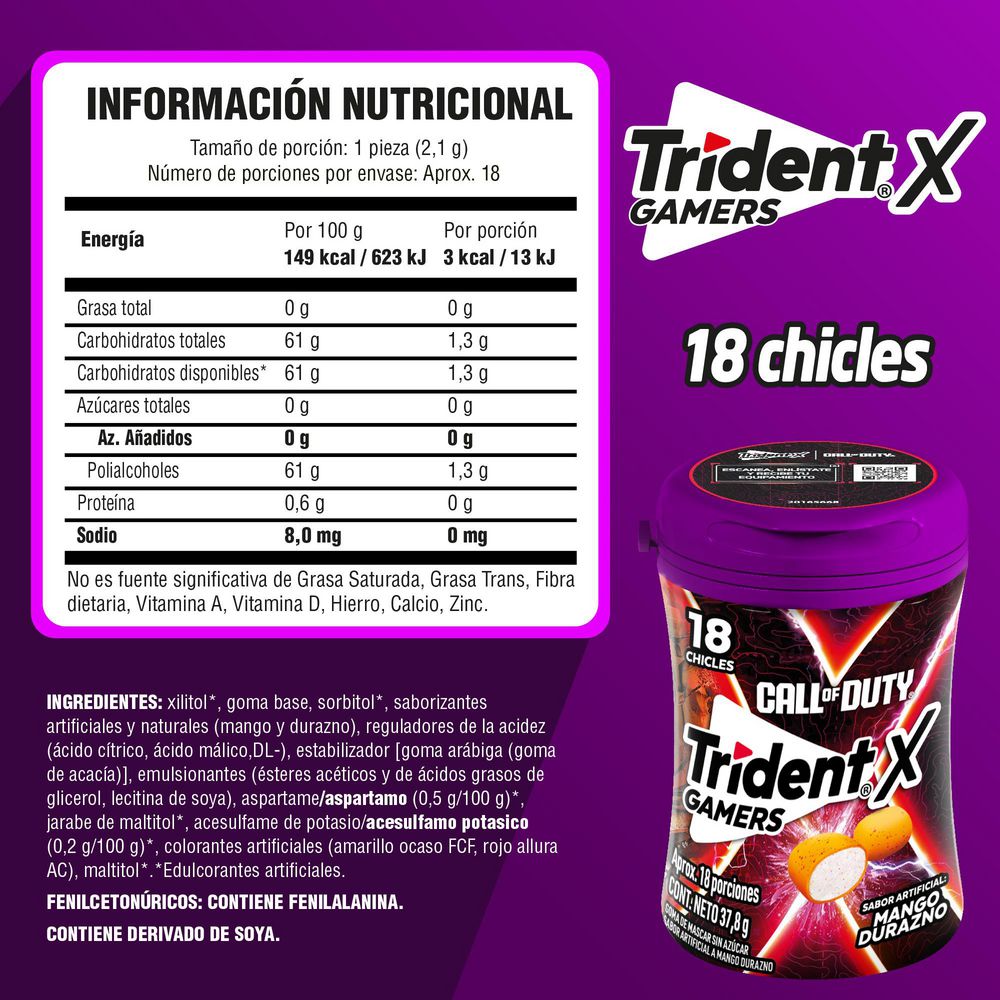 Chicles TRIDENT mascar sin azúcar (226.8  gr) img #4