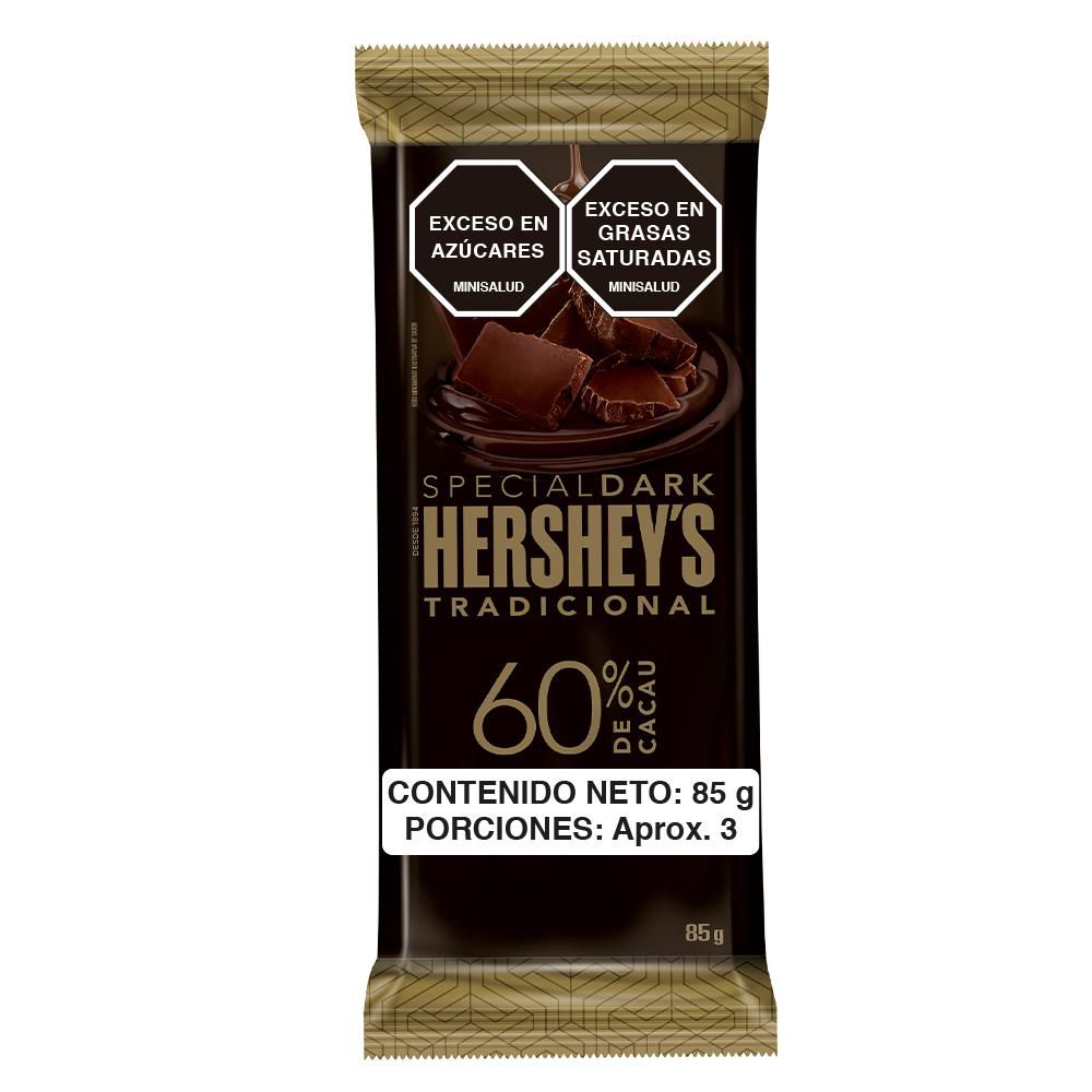 Barra de chocolate HERSHEYS tradicional 60% cacao (85  gr) img #1