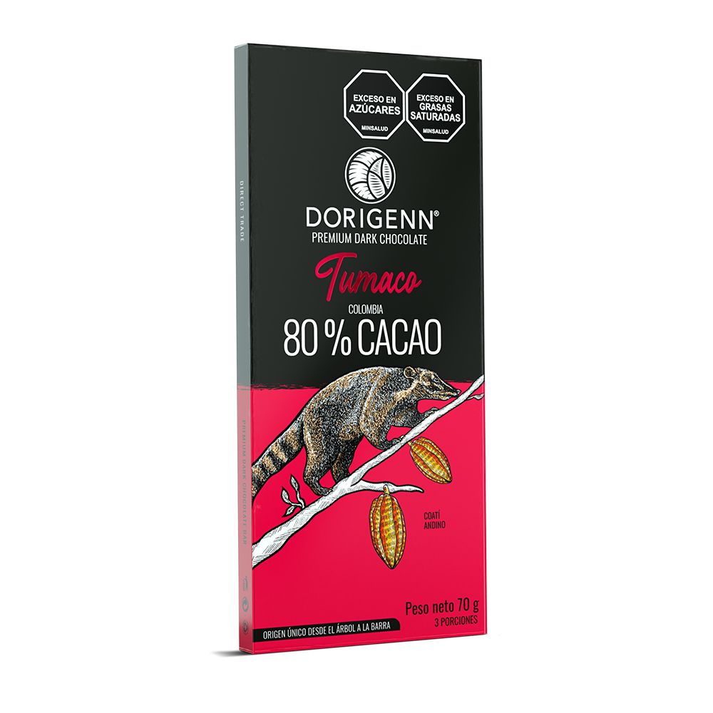 Barra de chocolate DORIGENN Tumaco 80% cacao (70  gr) img #1