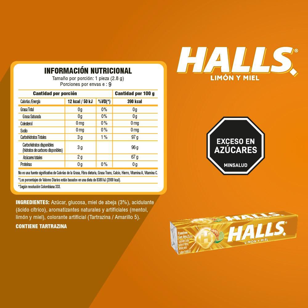 Caramelos HALLS limón y miel display (302.4  gr) img #3
