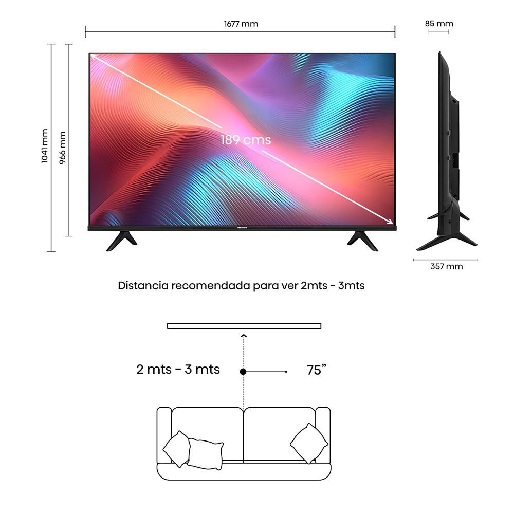 Televisor HISENSE 75 pulgadas LED Uhd4K Smart TV 75A6HV img #5