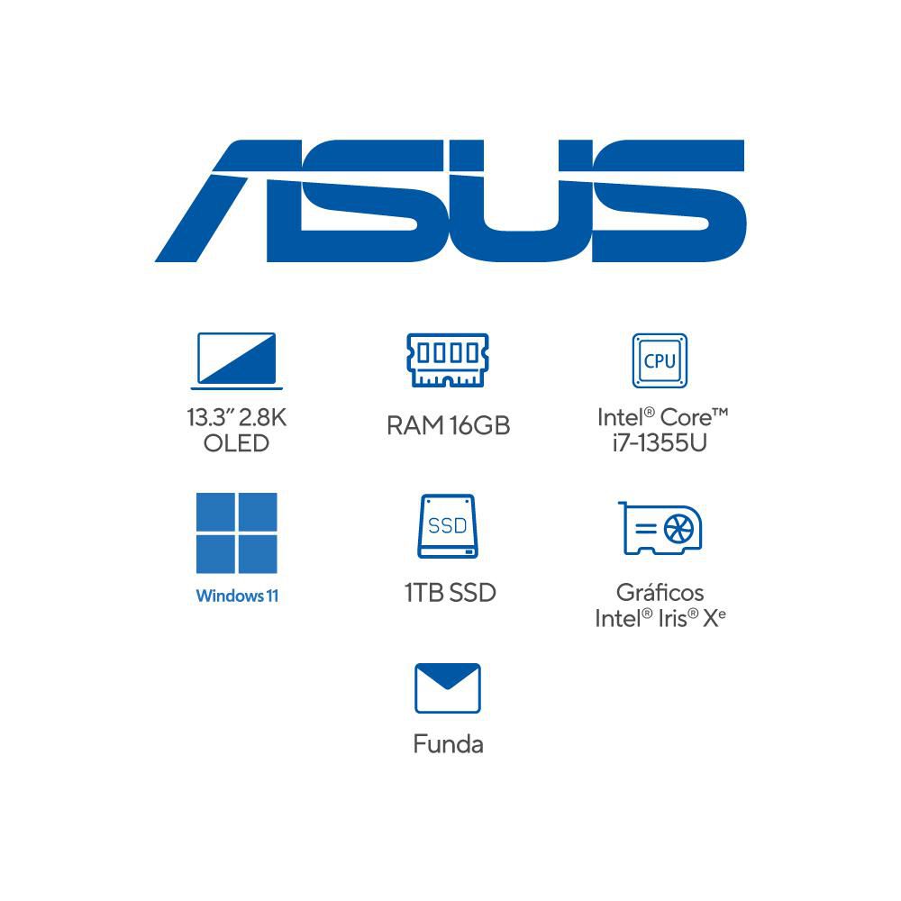 Portatil ASUS Zenbook S 13 OLED Intel Core i7 1355U RAM 16 GB 1 TB SSD UX5304VANQ269W img #7
