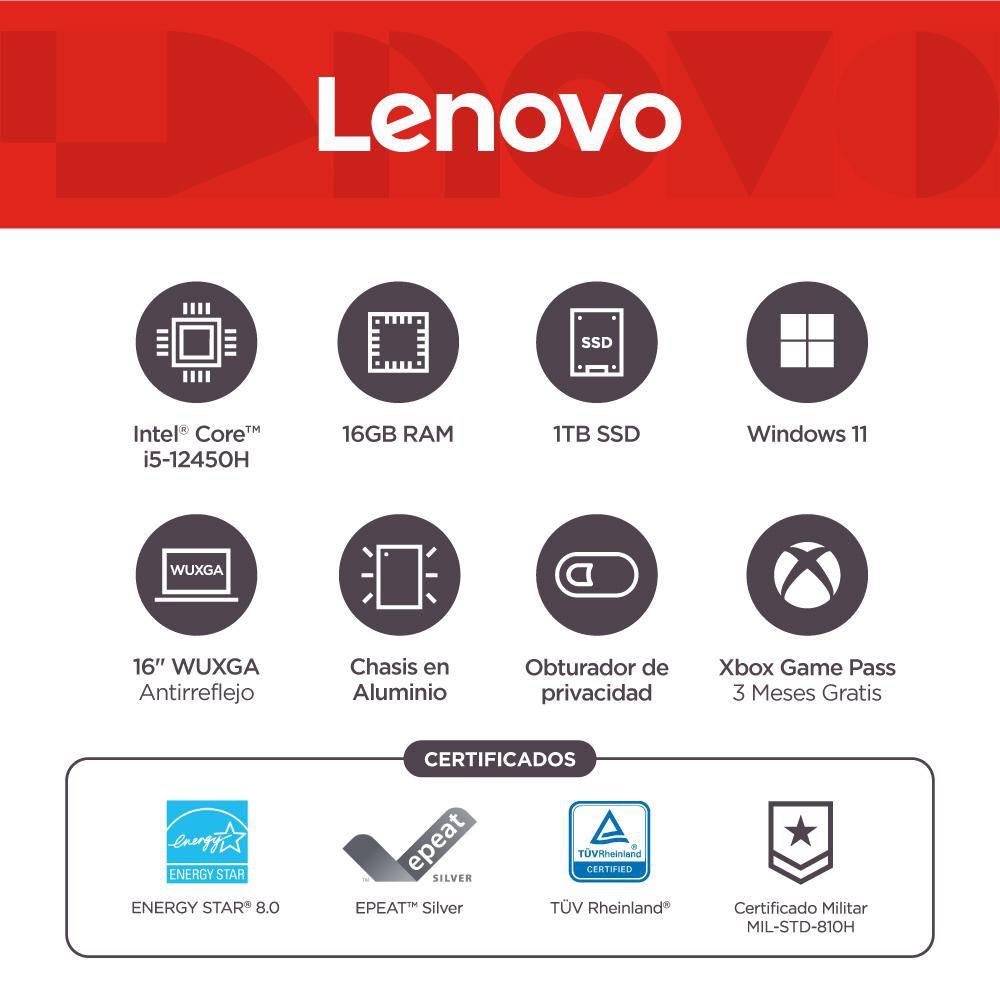 Portatil LENOVO  Intel Core i5 1245H RAM 16 GB 1 TB SSD IdeaPad Slim 5 img #5