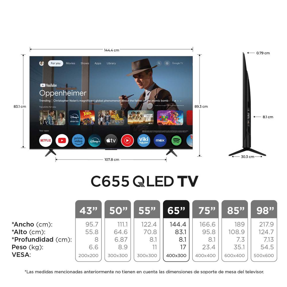Televisor TCL 65 pulgadas QLED Uhd4K Smart TV 65C655 img #2