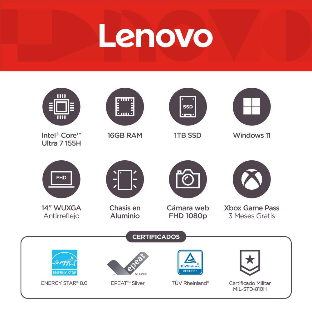 Portatil LENOVO IdeaPad Slim 5 Intel Core Ultra 7 155H RAM 16 GB 1 TB SSD img #5