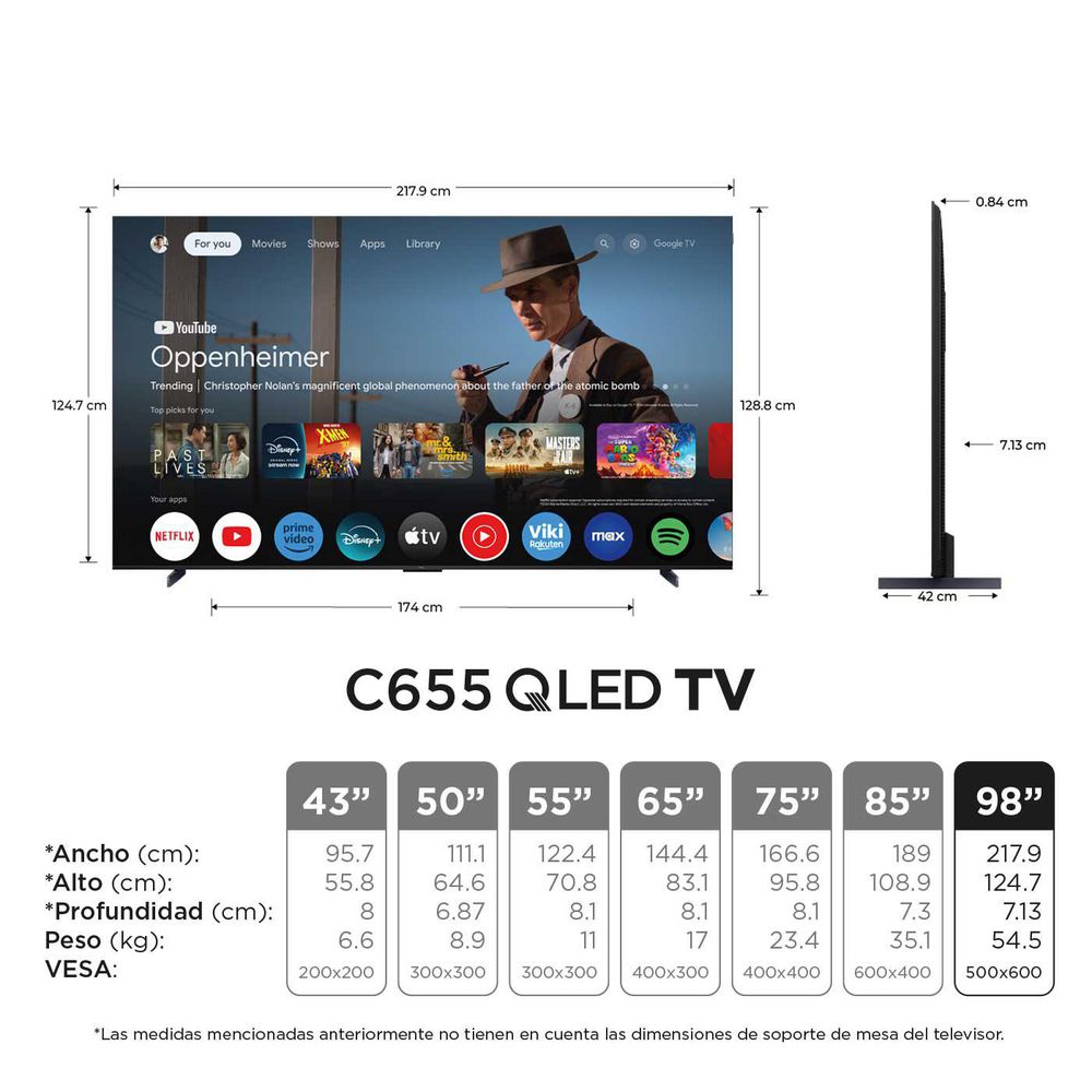 Televisor TCL 98 pulgadas QLED Uhd4K Smart TV 98C655 img #2