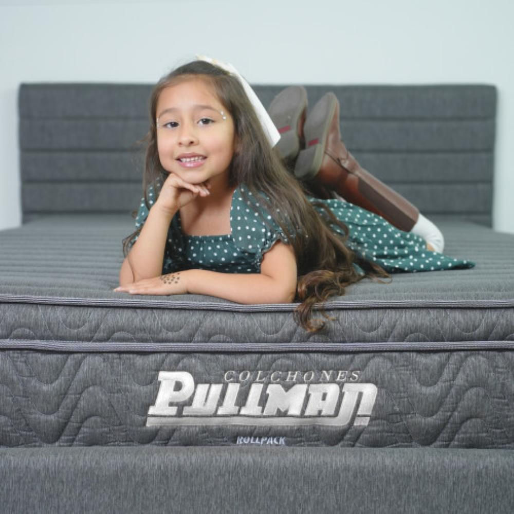 Combo Pullman Queen (160X190) Rollpack Gris + Base Cama + Almohada | Tela Gris img #4