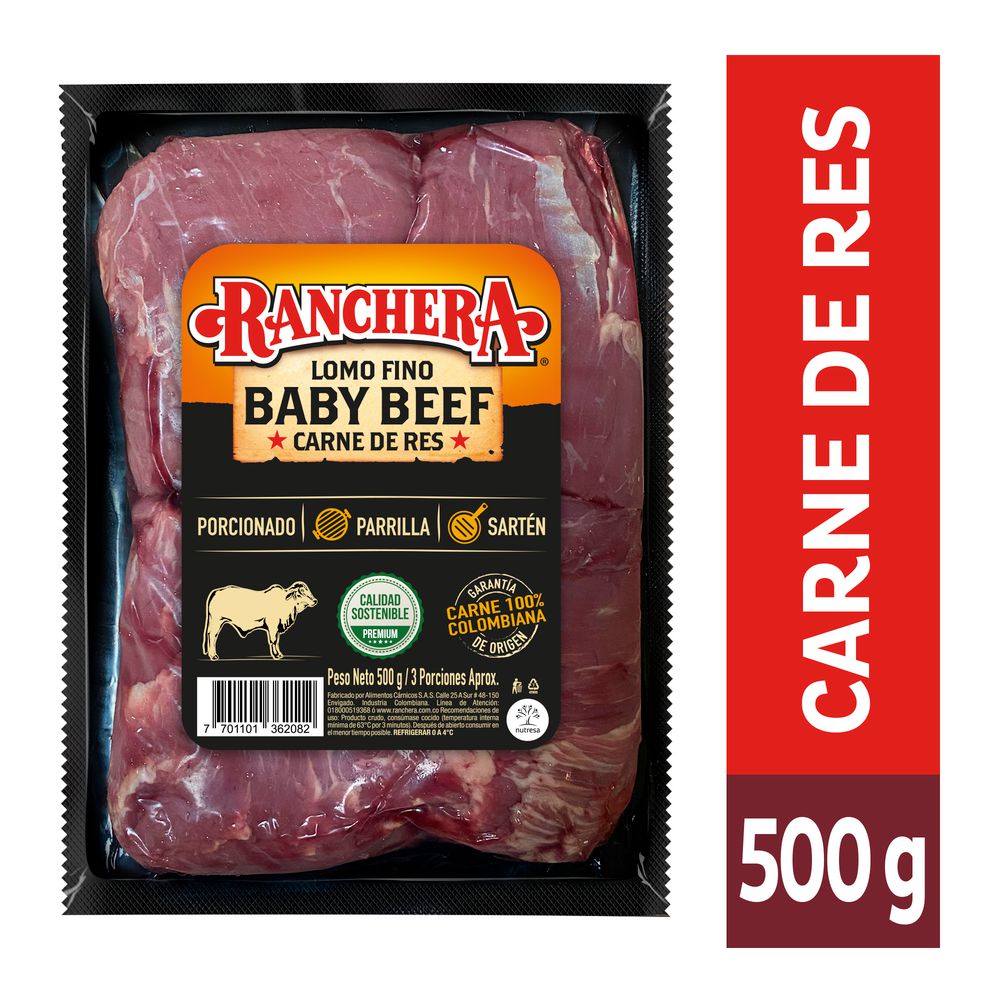 Carne de res RANCHERA baby beef lomo fino (500  gr) img #1
