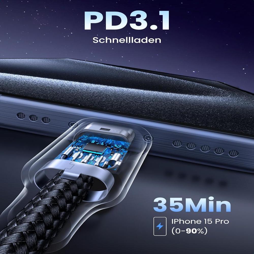 Cable Usb CA Usb C Carga Rápida 240W 2Mt Ugreen 45068